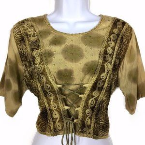 Front Laced Corset Style BOHO Crop Festival Top